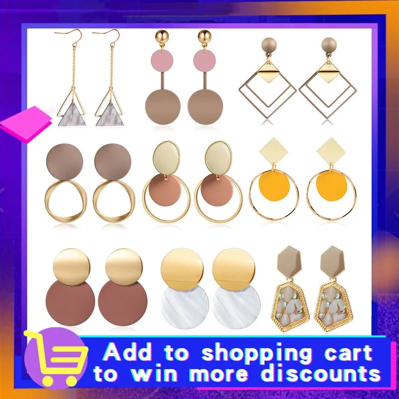 X&P New Korean Heart Statement Drop Earrings 2020 for Women Fashion Vintage Geometric Acrylic Dangle Hanging Earring Jewelry - LESSANA