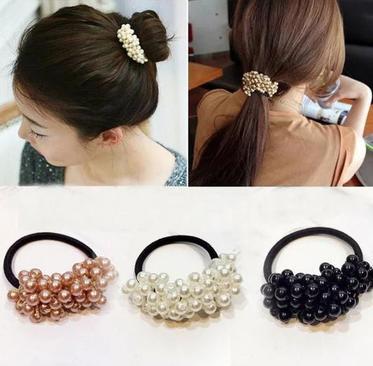 YLWHJJ Hair Accessories Women Pearls Beads Headbands Ponytail Holder Girls Scrunchies Vintage Elastic Hair Bands Rubber Rope - LESSANA