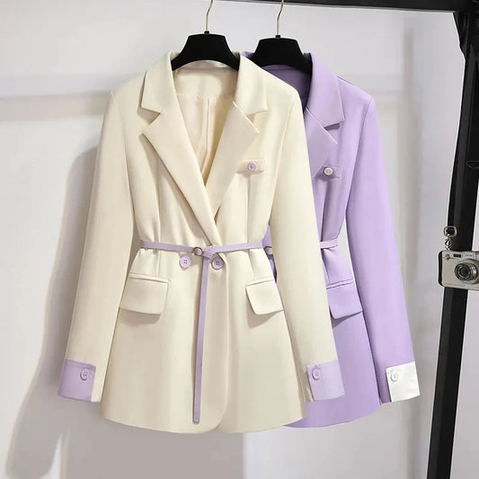 Be Bold in Purple: 2024 Spring Fashion Suit Jacket for Women - High Quality & Trendy Design