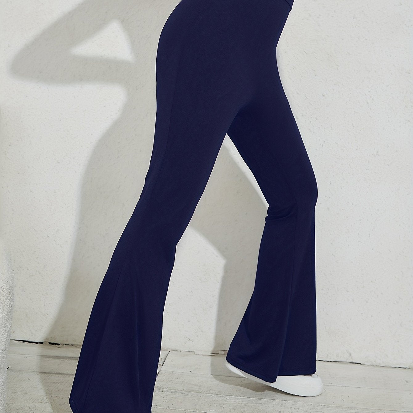 Flared Leg Simple Pants, Vintage Long Length Versatile Bell Bottom Pants, Women's Clothing - LESSANA